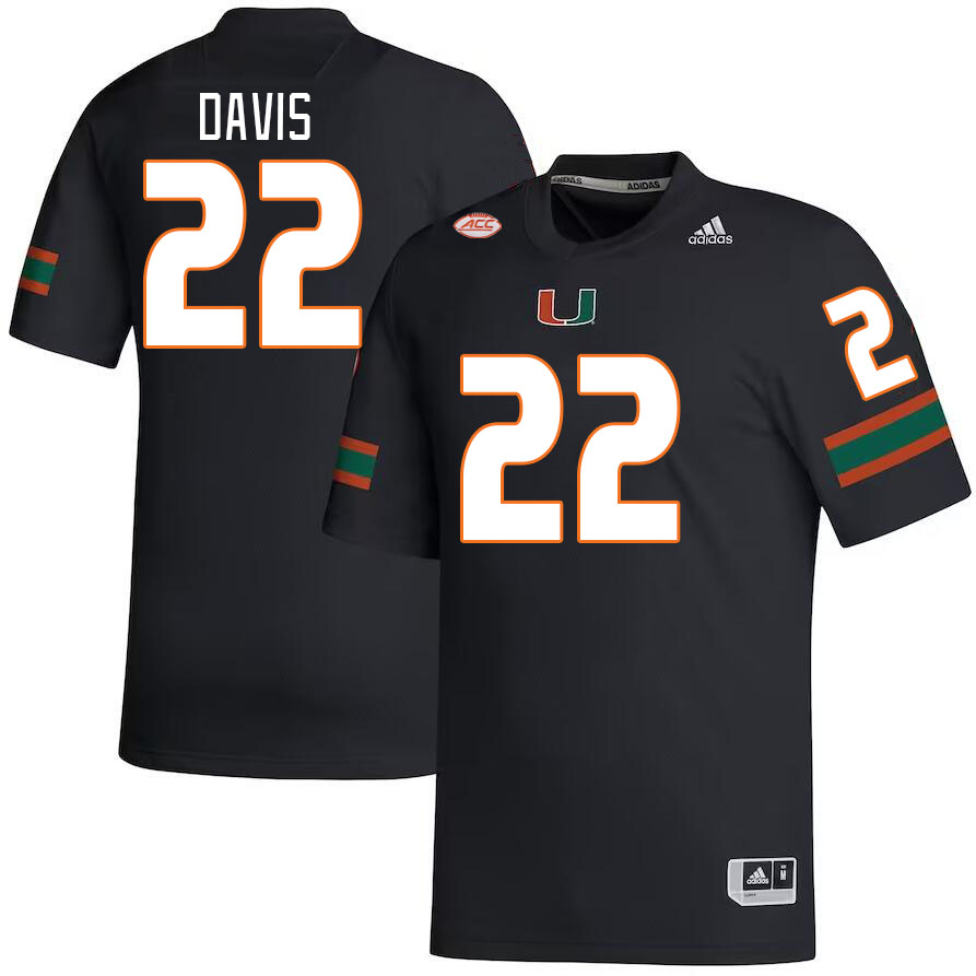 Men #22 Jaden Davis Miami Hurricanes College Football Jerseys Stitched Sale-Black